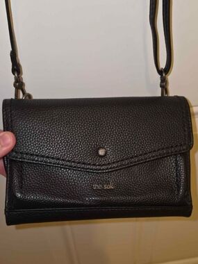 The Sak Black Pebbled Leather Crossbody Wallet Purse